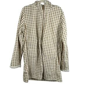 Ludor Court Tan White Sherpa Lined Full Zip Long Coat Large